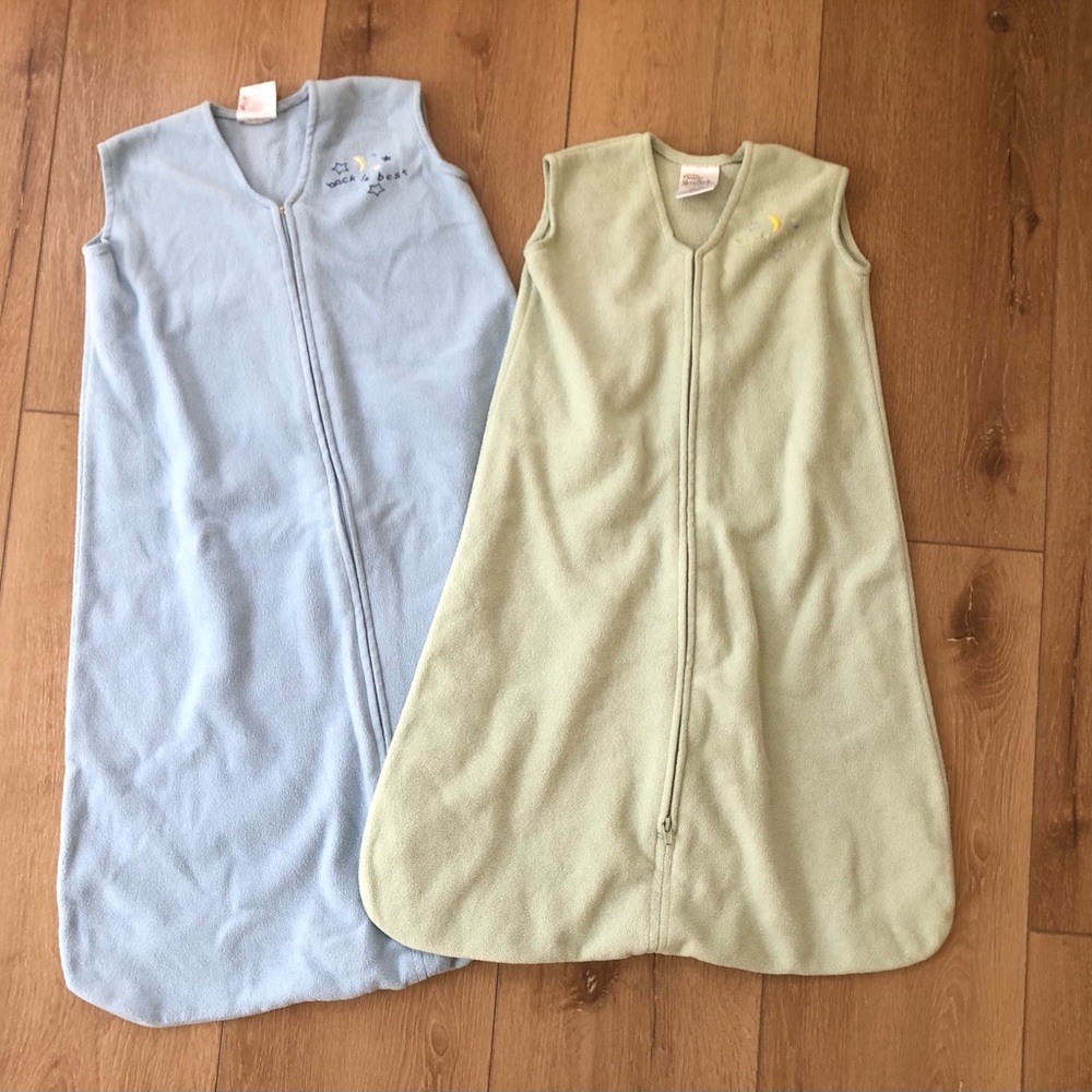 Halo Kids Fleece Sleep Sacks in Light Blue & Sage Green